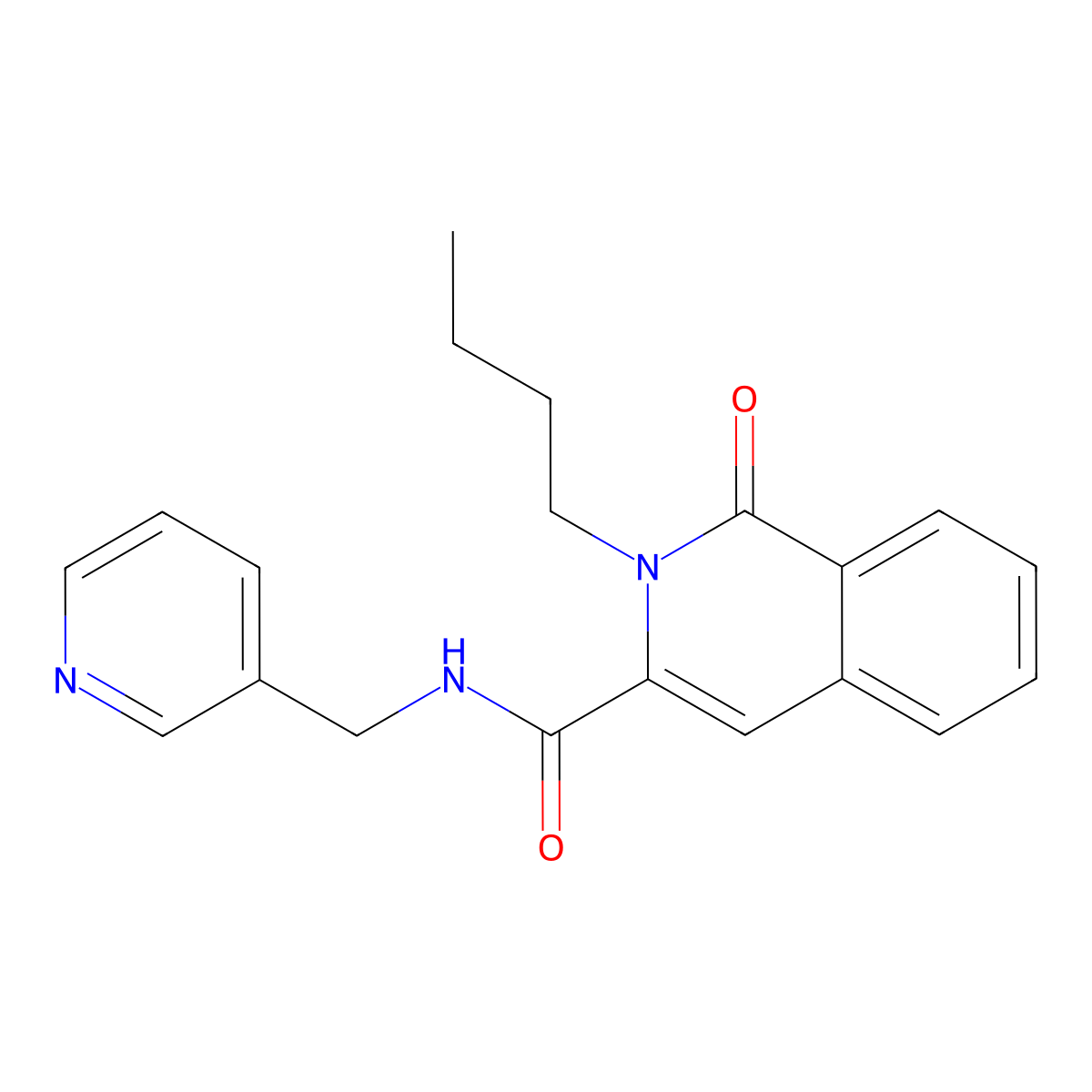 2-butyl-1-oxo-N-[(pyridin-3-yl)methyl]-1,2-dihydroisoquinoline-3-carboxamide molecular structure, CAS 3054622-87-3