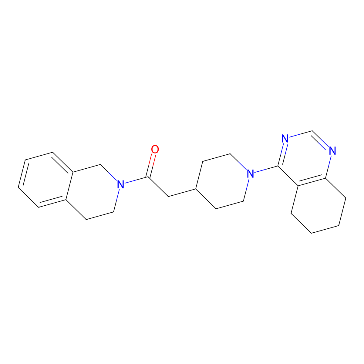 1-(1,2,3,4-Tetrahydroisoquinolin-2-yl)-2-[1-(5,6,7,8-tetrahydroquinazolin-4-yl)piperidin-4-yl]ethan-1-one molecular structure, CAS 3054622-90-8