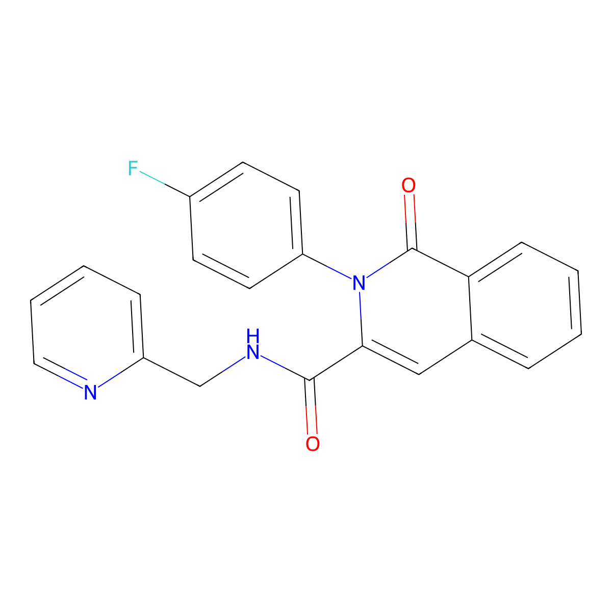 2-(4-fluorophenyl)-1-oxo-N-[(pyridin-2-yl)methyl]-1,2-dihydroisoquinoline-3-carboxamide molecular structure, CAS 3054622-96-4