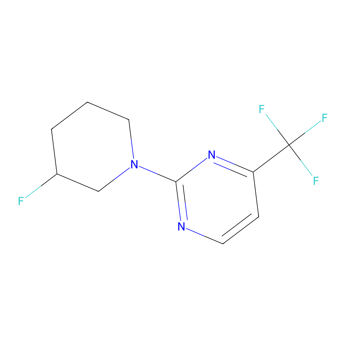 2-(3-Fluoropiperidin-1-yl)-4-(trifluoromethyl)pyrimidine molecular structure, CAS 3054622-98-6