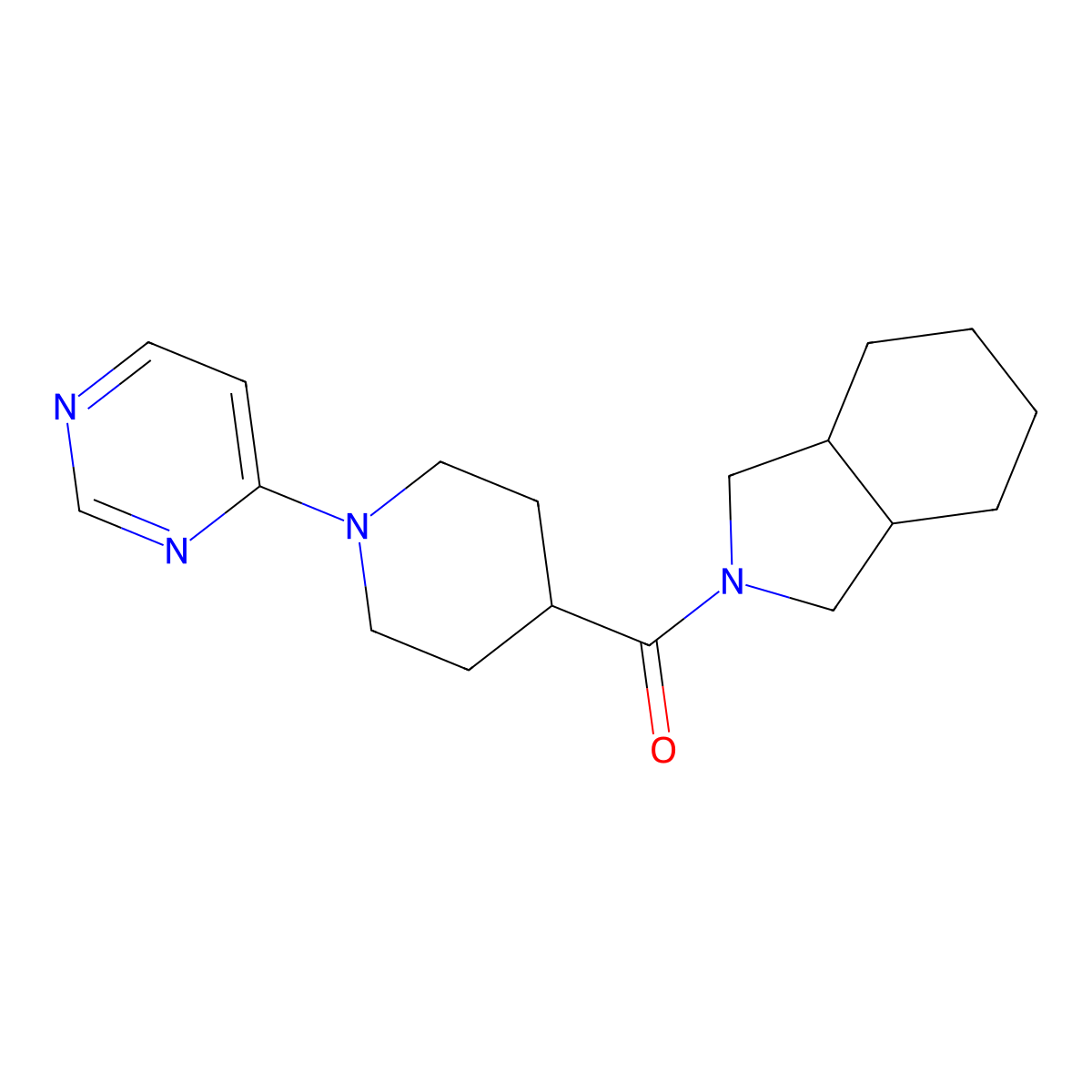 2-[1-(pyrimidin-4-yl)piperidine-4-carbonyl]-octahydro-1H-isoindole molecular structure, CAS 3054623-00-3