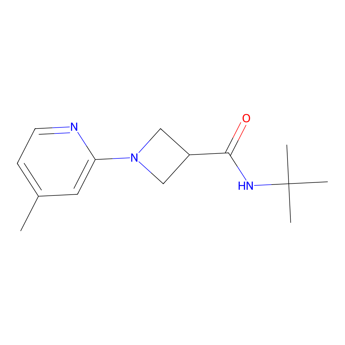 N-tert-butyl-1-(4-methylpyridin-2-yl)azetidine-3-carboxamide molecular structure, CAS 3054623-05-8