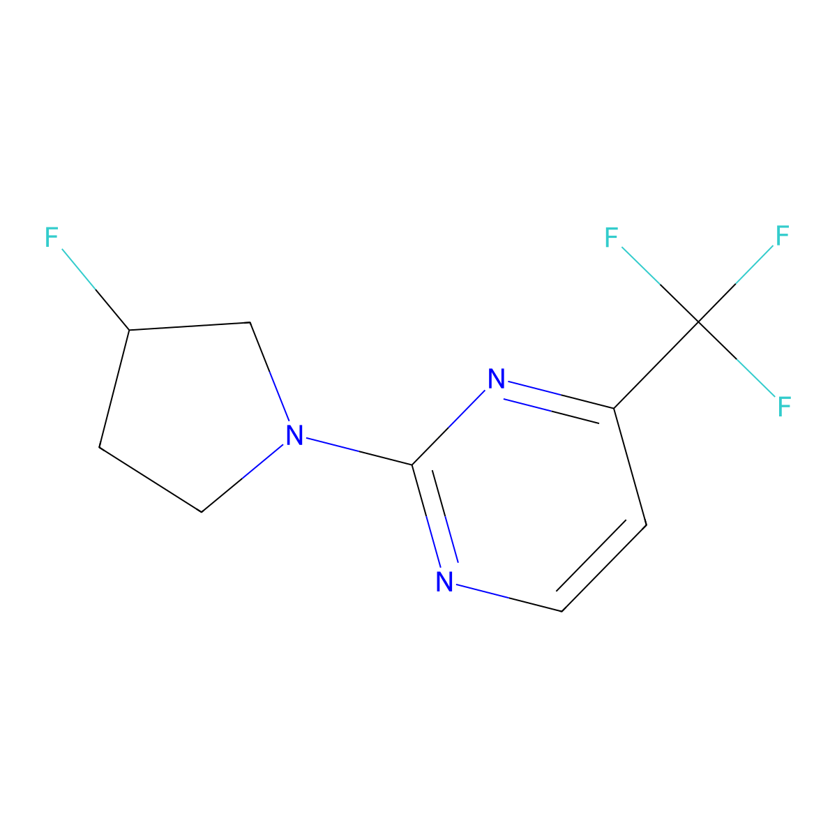 2-(3-Fluoropyrrolidin-1-yl)-4-(trifluoromethyl)pyrimidine molecular structure, CAS 3054623-11-6