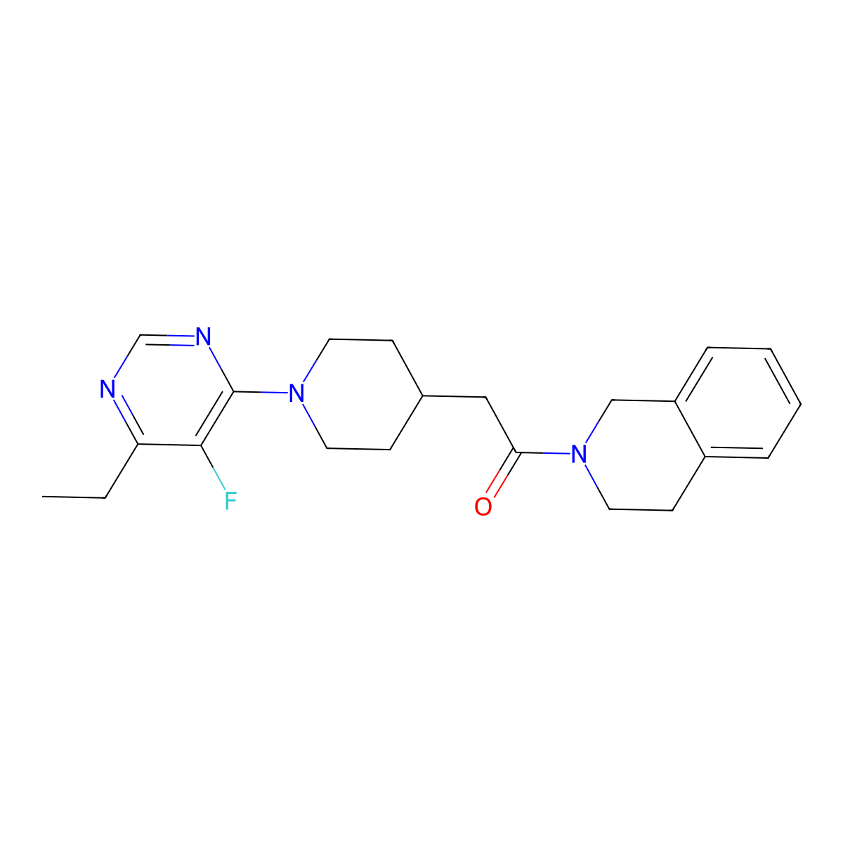 2-[1-(6-Ethyl-5-fluoropyrimidin-4-yl)piperidin-4-yl]-1-(1,2,3,4-tetrahydroisoquinolin-2-yl)ethan-1-one molecular structure, CAS 3054623-13-8