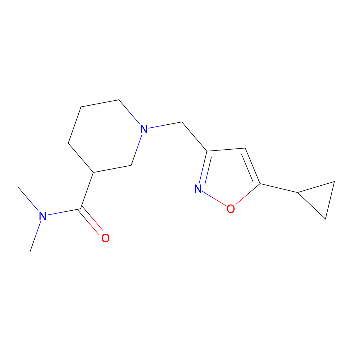 1-[(5-cyclopropyl-1,2-oxazol-3-yl)methyl]-N,N-dimethylpiperidine-3-carboxamide molecular structure, CAS 3054623-17-2