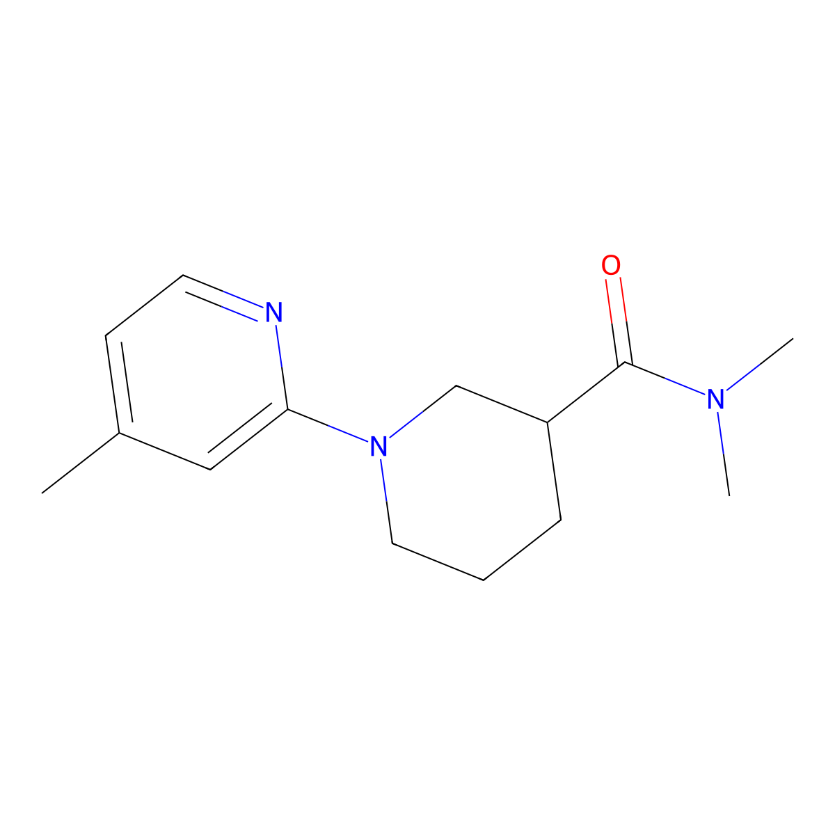 N,N-dimethyl-1-(4-methylpyridin-2-yl)piperidine-3-carboxamide molecular structure, CAS 3054623-19-4