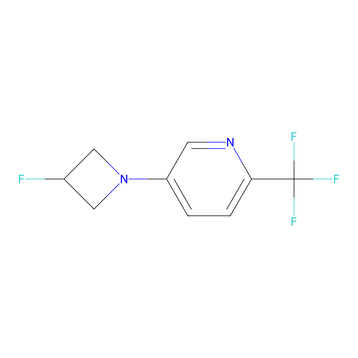 5-(3-Fluoroazetidin-1-yl)-2-(trifluoromethyl)pyridine molecular structure, CAS 3054623-24-1