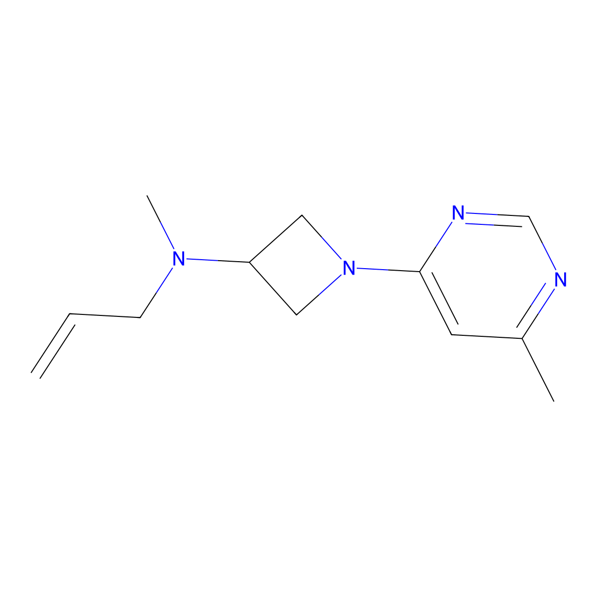 N-methyl-1-(6-methylpyrimidin-4-yl)-N-(prop-2-en-1-yl)azetidin-3-amine molecular structure, CAS 3054623-34-3