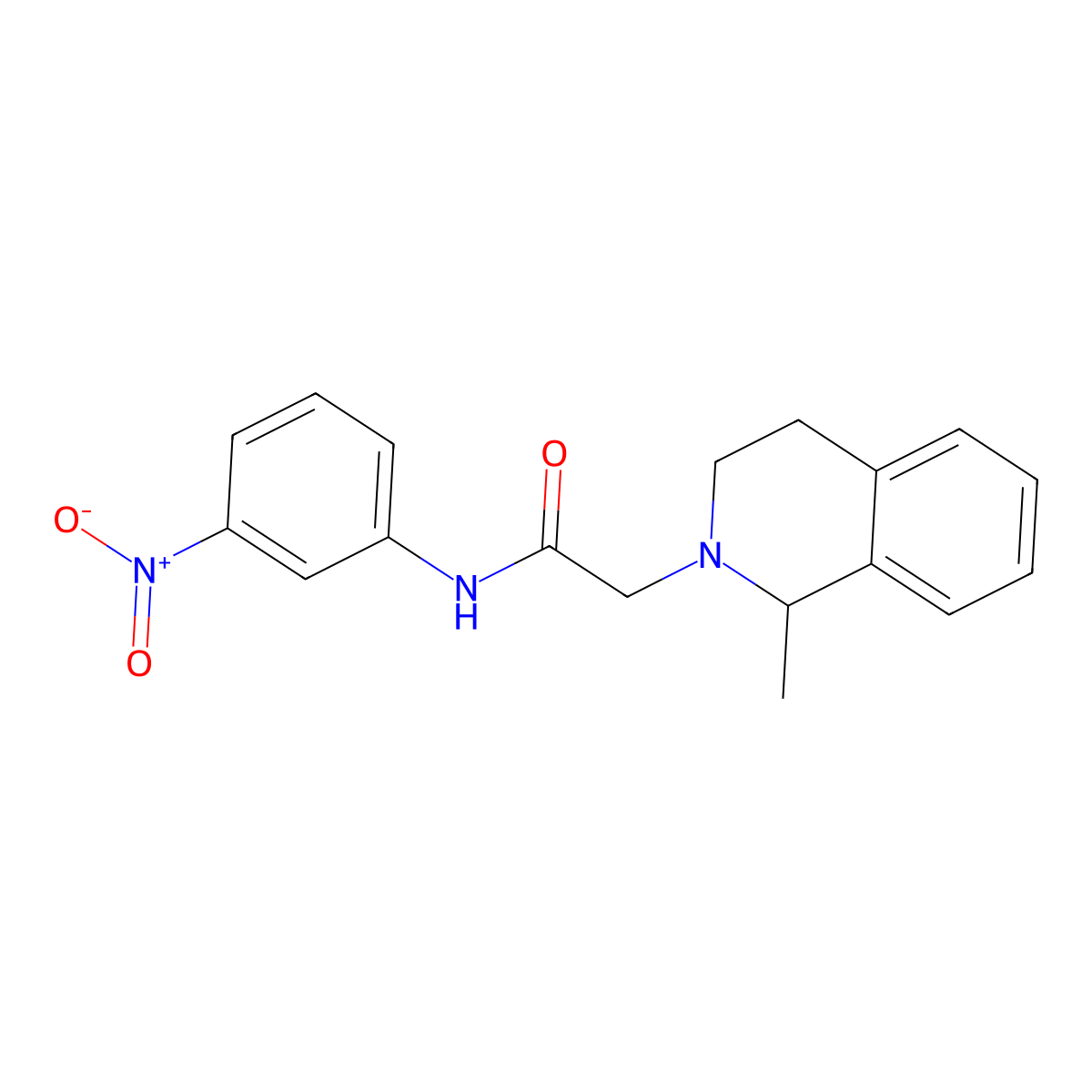 2-(1-methyl-1,2,3,4-tetrahydroisoquinolin-2-yl)-N-(3-nitrophenyl)acetamide molecular structure, CAS 3054623-36-5