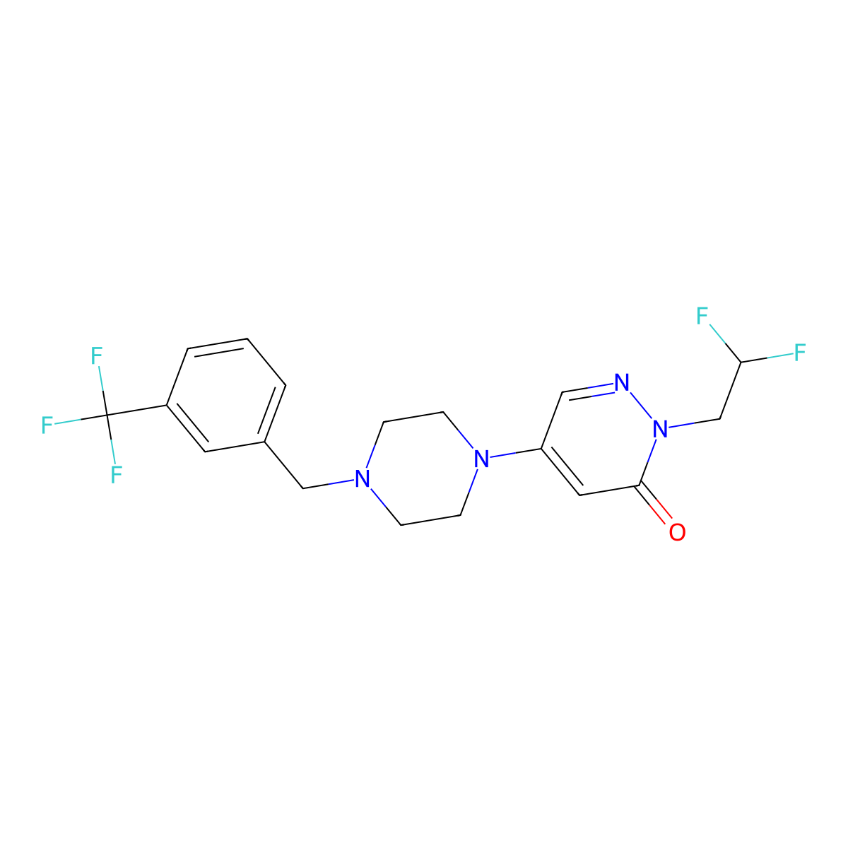 2-(2,2-Difluoroethyl)-5-(4-{[3-(trifluoromethyl)phenyl]methyl}piperazin-1-yl)-2,3-dihydropyridazin-3-one molecular structure, CAS 3054623-45-6