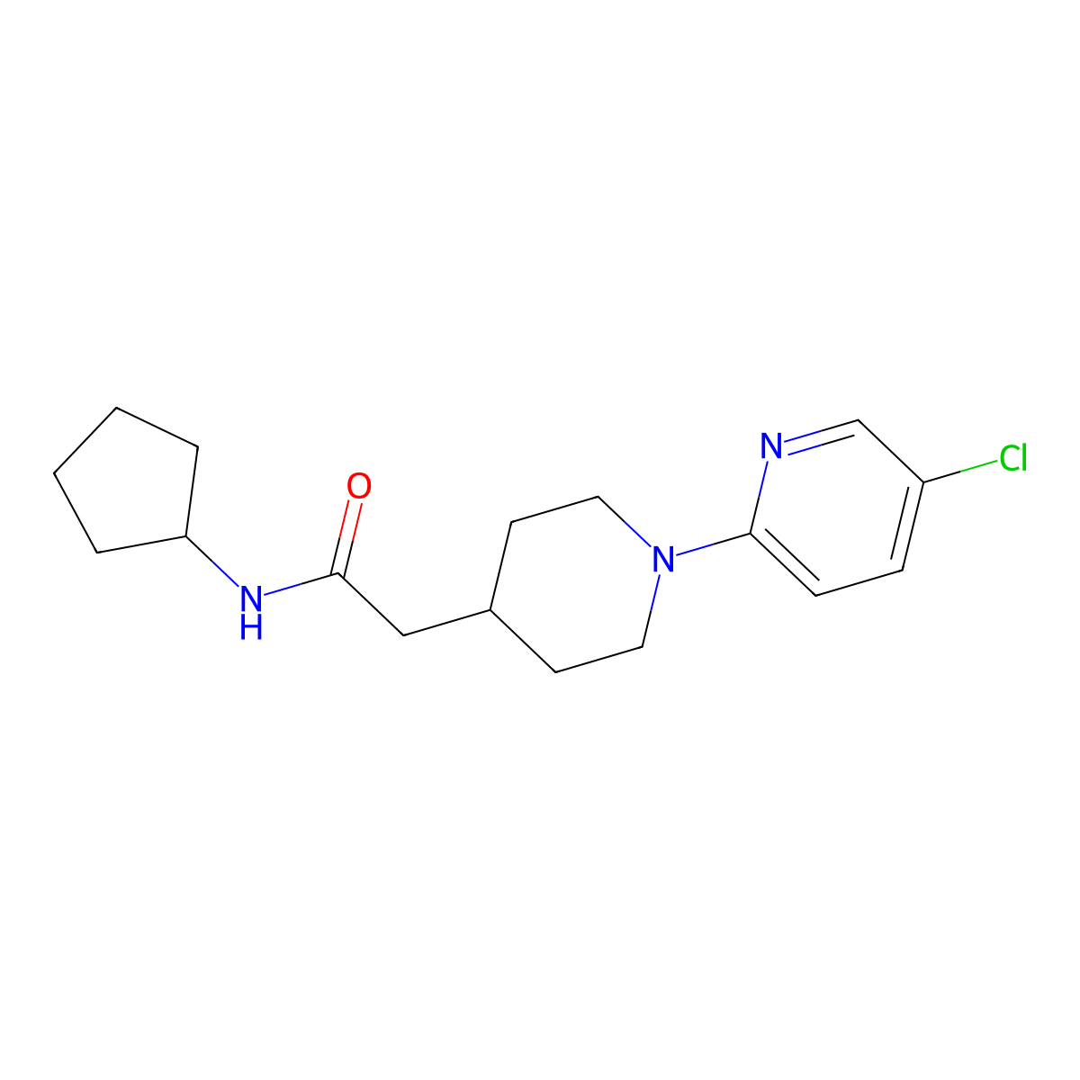 2-[1-(5-chloropyridin-2-yl)piperidin-4-yl]-N-cyclopentylacetamide molecular structure, CAS 3054623-46-7