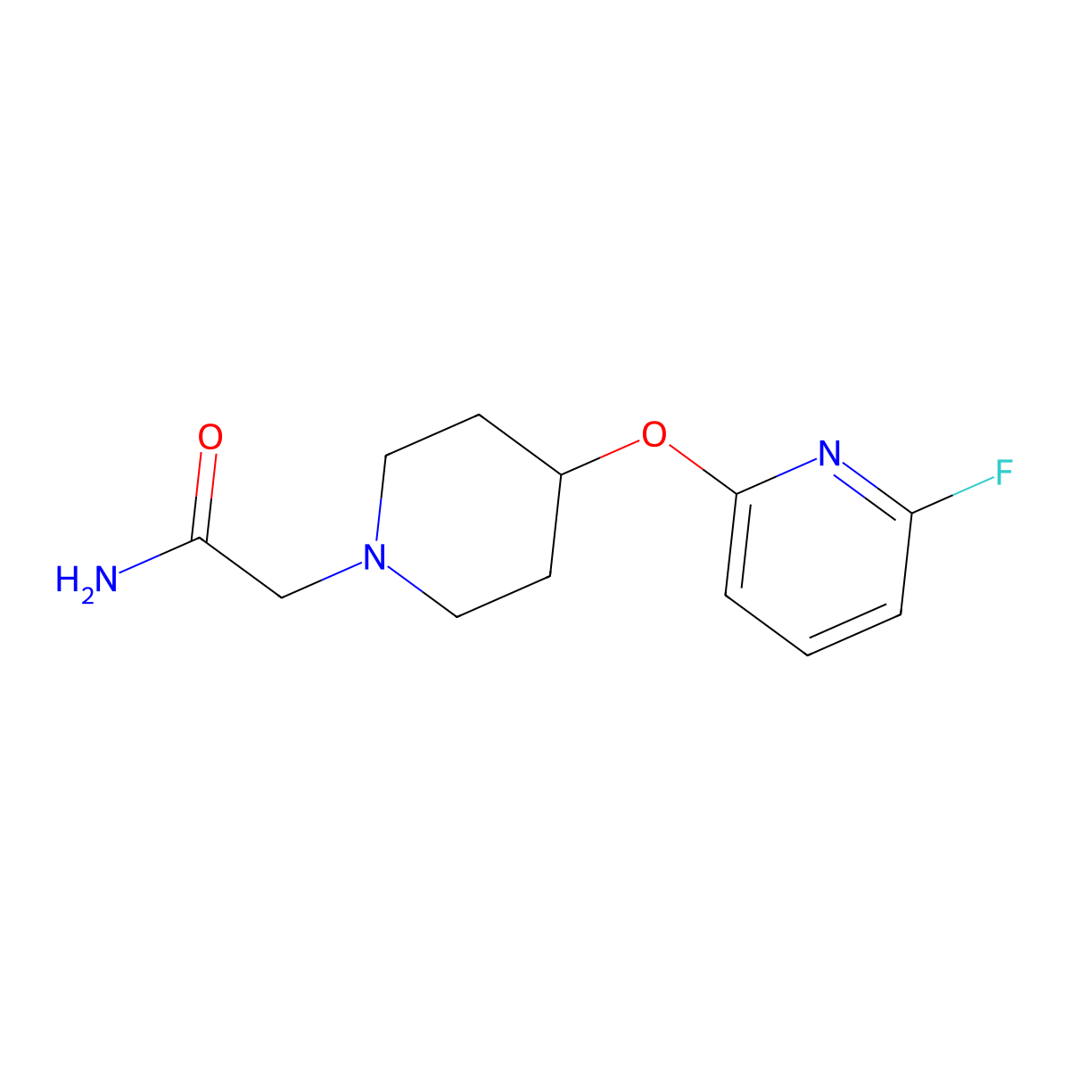 2-{4-[(6-Fluoropyridin-2-yl)oxy]piperidin-1-yl}acetamide molecular structure, CAS 3054623-48-9