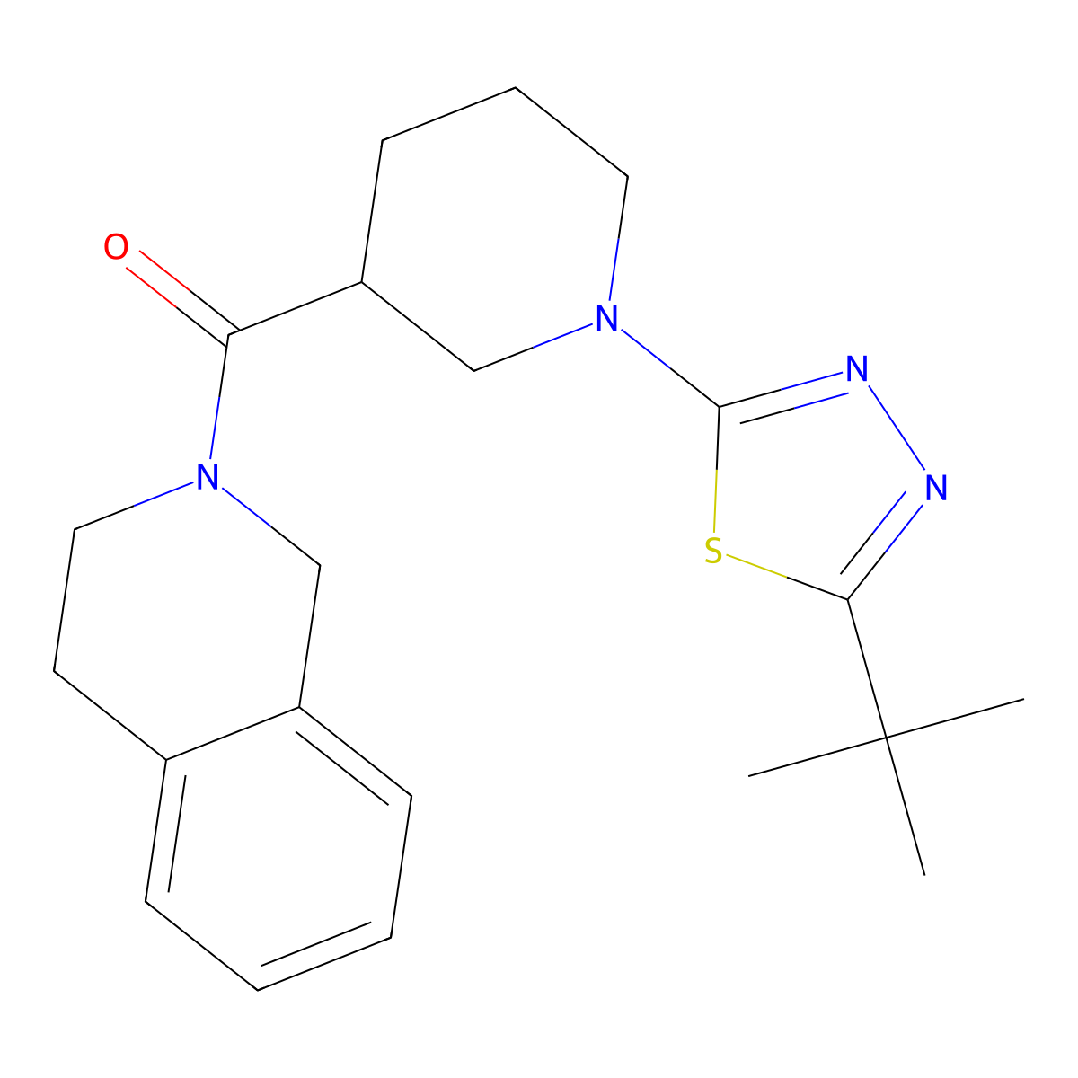 2-[1-(5-Tert-butyl-1,3,4-thiadiazol-2-yl)piperidine-3-carbonyl]-1,2,3,4-tetrahydroisoquinoline molecular structure, CAS 3054623-50-3