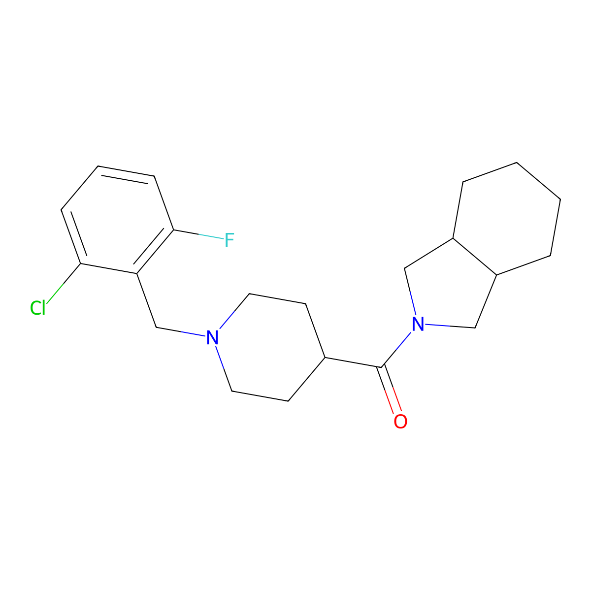 2-{1-[(2-chloro-6-fluorophenyl)methyl]piperidine-4-carbonyl}-octahydro-1H-isoindole molecular structure, CAS 3054623-55-8