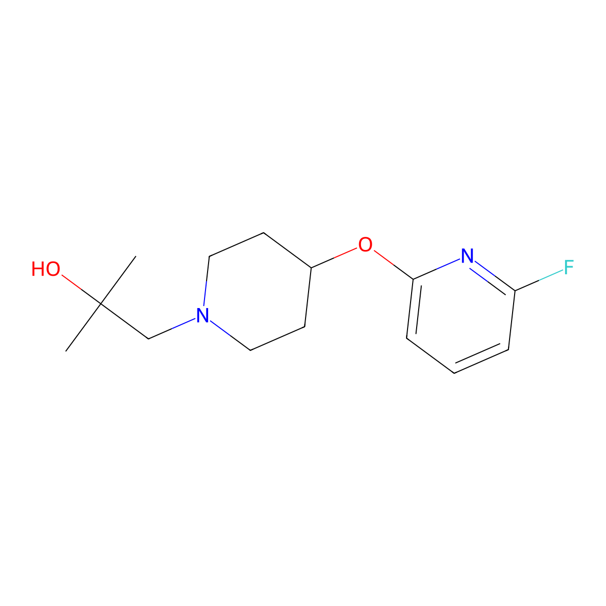 1-{4-[(6-Fluoropyridin-2-yl)oxy]piperidin-1-yl}-2-methylpropan-2-ol molecular structure, CAS 3054623-70-7