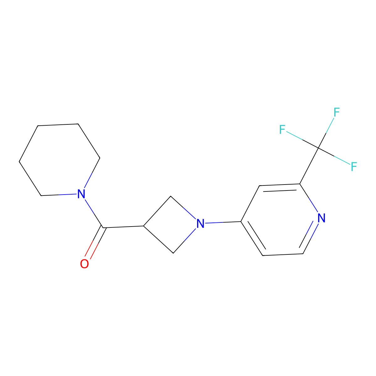 4-[3-(Piperidine-1-carbonyl)azetidin-1-yl]-2-(trifluoromethyl)pyridine molecular structure, CAS 3054623-71-8