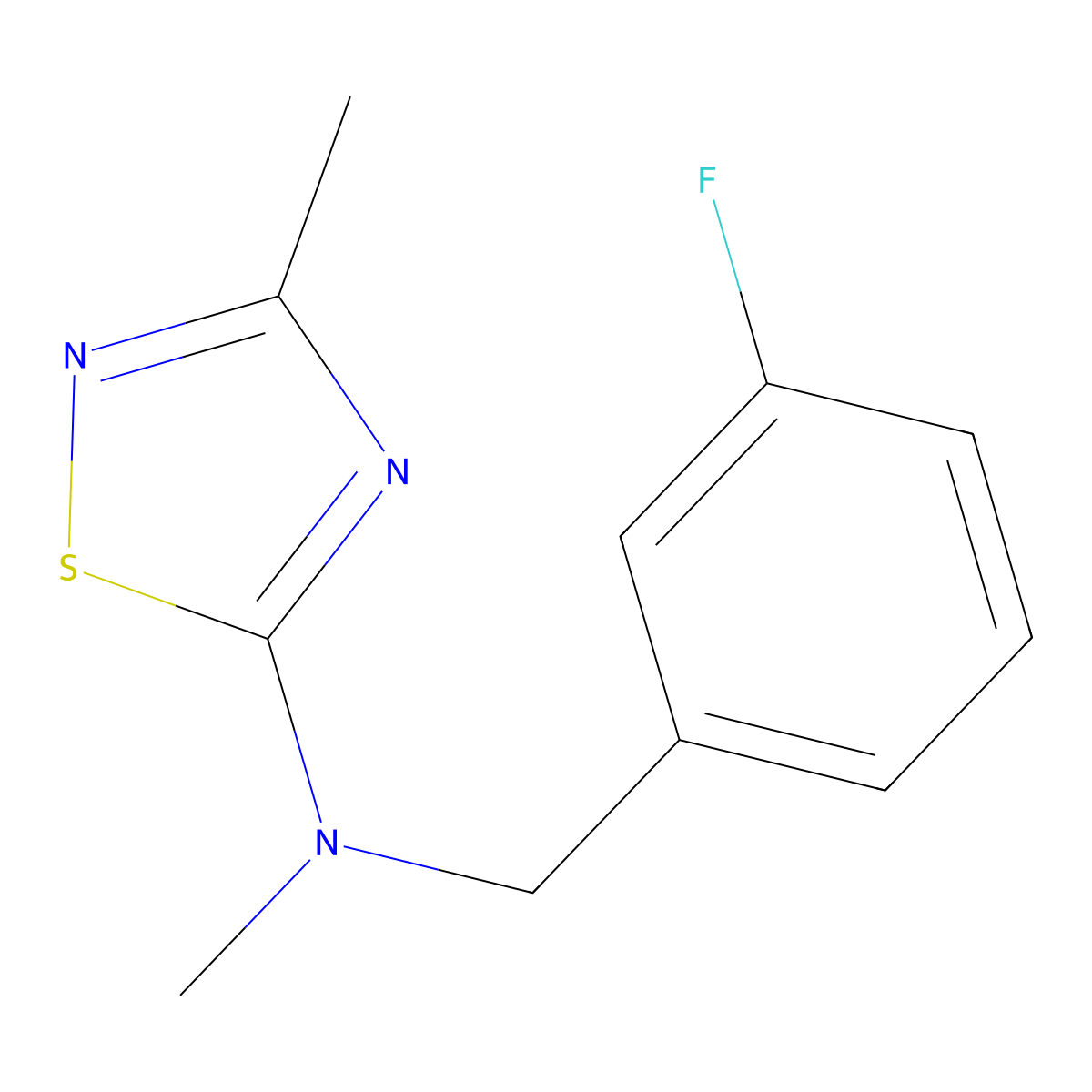 N-[(3-fluorophenyl)methyl]-N,3-dimethyl-1,2,4-thiadiazol-5-amine molecular structure, CAS 3054623-77-4