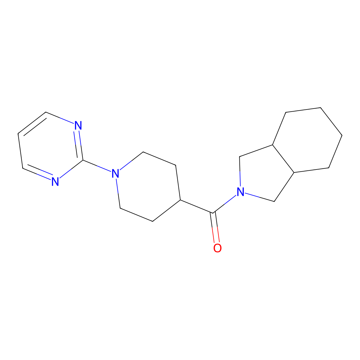 2-[1-(pyrimidin-2-yl)piperidine-4-carbonyl]-octahydro-1H-isoindole molecular structure, CAS 3054623-80-9