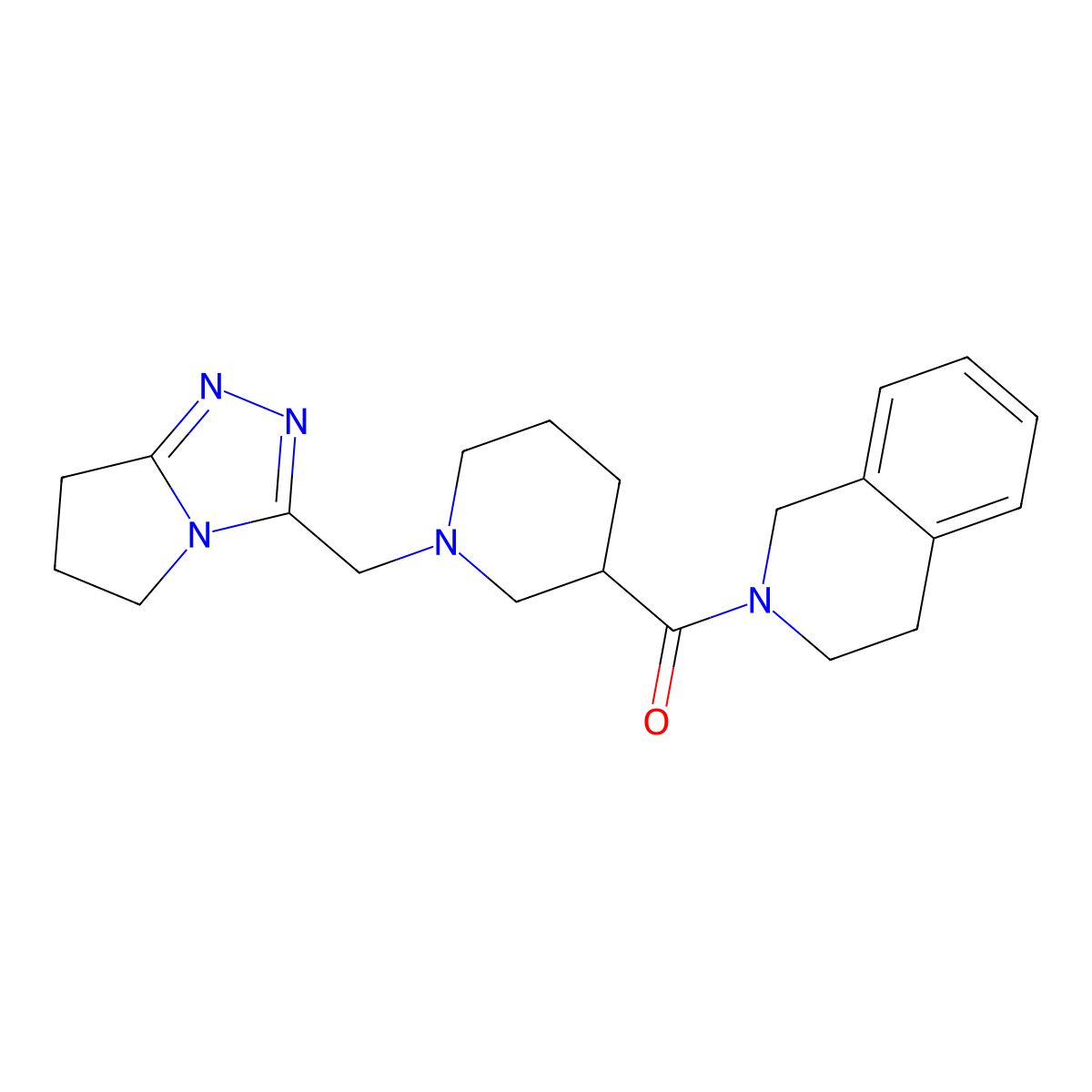 2-[1-({5H,6H,7H-pyrrolo[2,1-c][1,2,4]triazol-3-yl}methyl)piperidine-3-carbonyl]-1,2,3,4-tetrahydroisoquinoline molecular structure, CAS 3054623-92-3