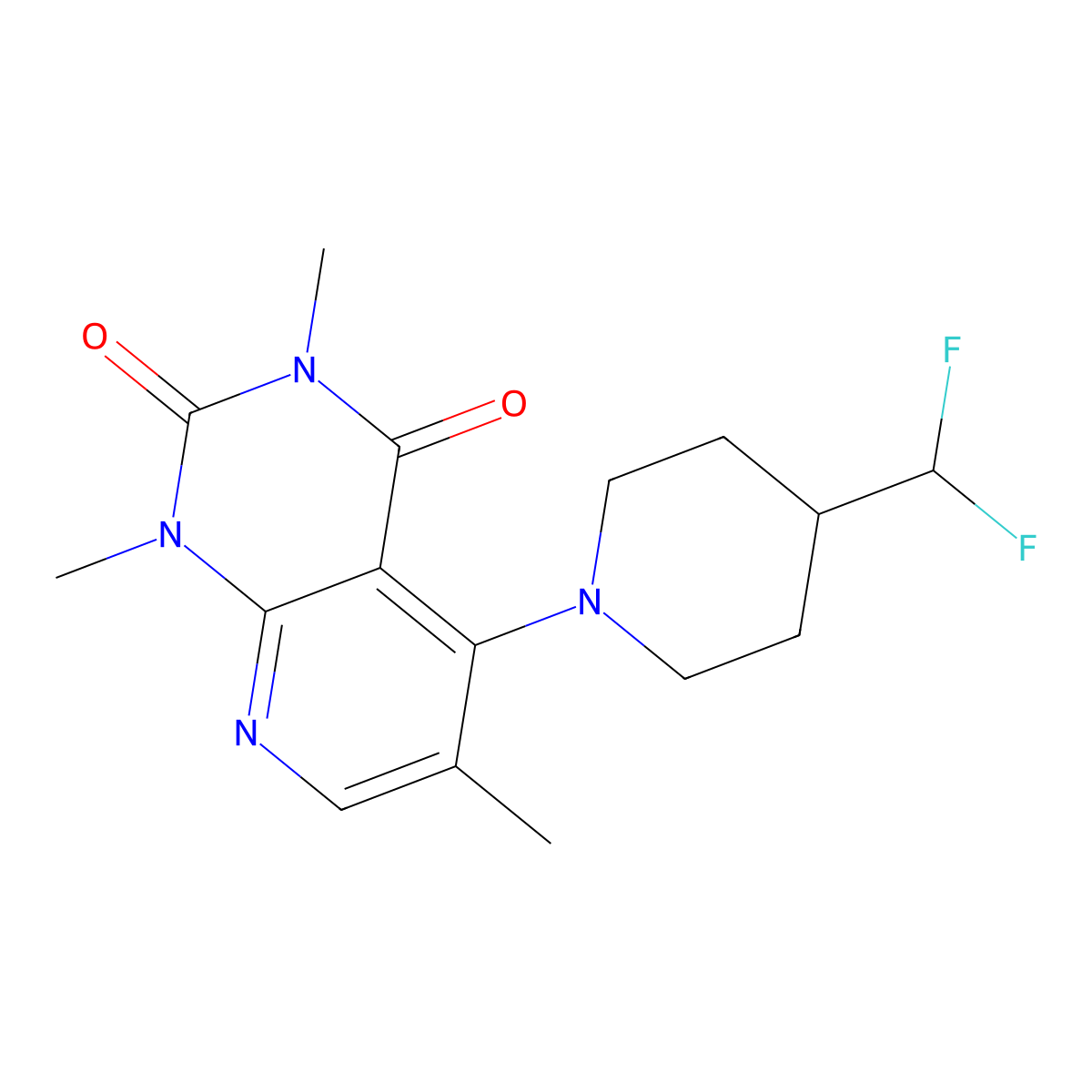 5-[4-(difluoromethyl)piperidin-1-yl]-1,3,6-trimethyl-1H,2H,3H,4H-pyrido[2,3-d]pyrimidine-2,4-dione molecular structure, CAS 3054624-05-1