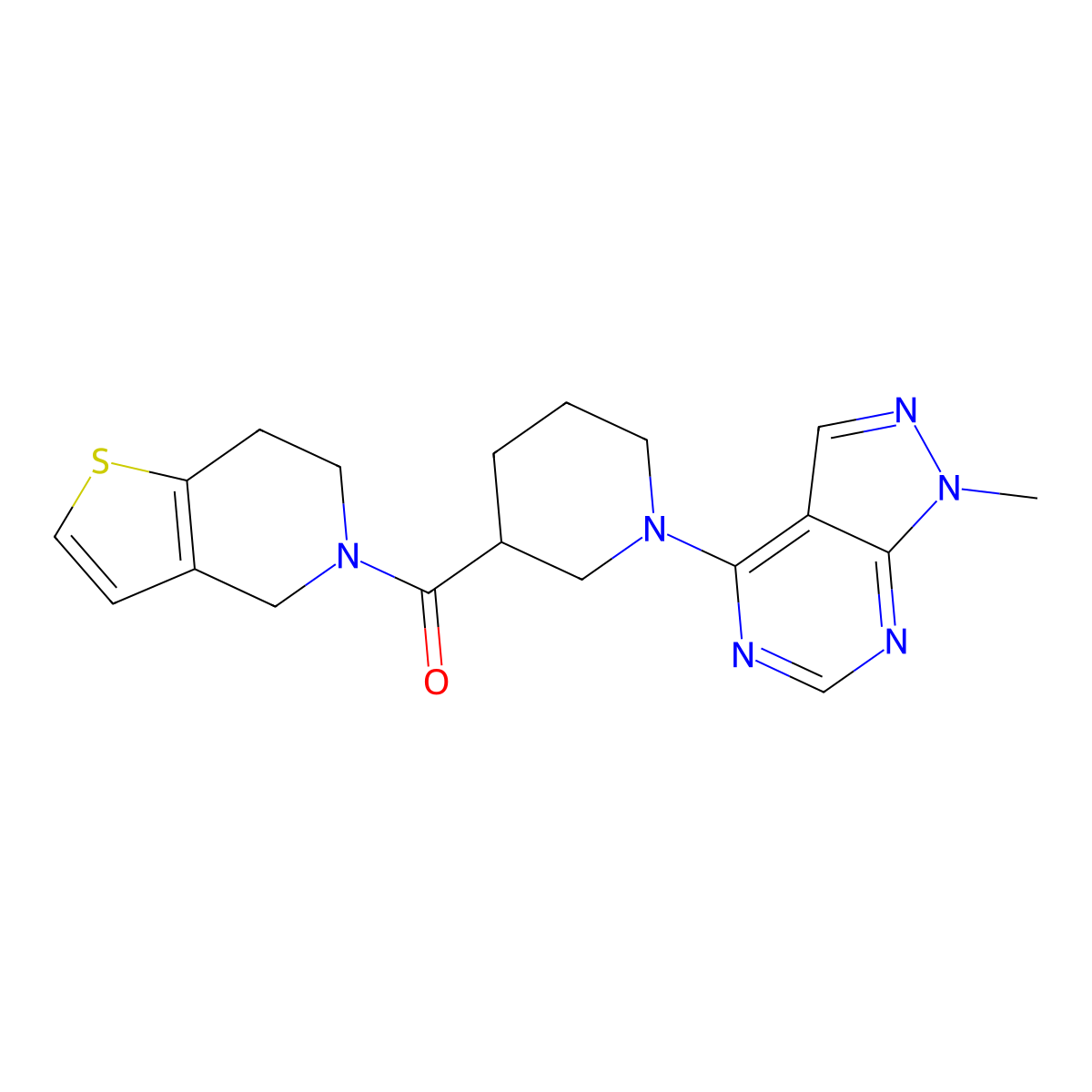 1-{1-methyl-1H-pyrazolo[3,4-d]pyrimidin-4-yl}-3-{4H,5H,6H,7H-thieno[3,2-c]pyridine-5-carbonyl}piperidine molecular structure, CAS 3054624-11-9