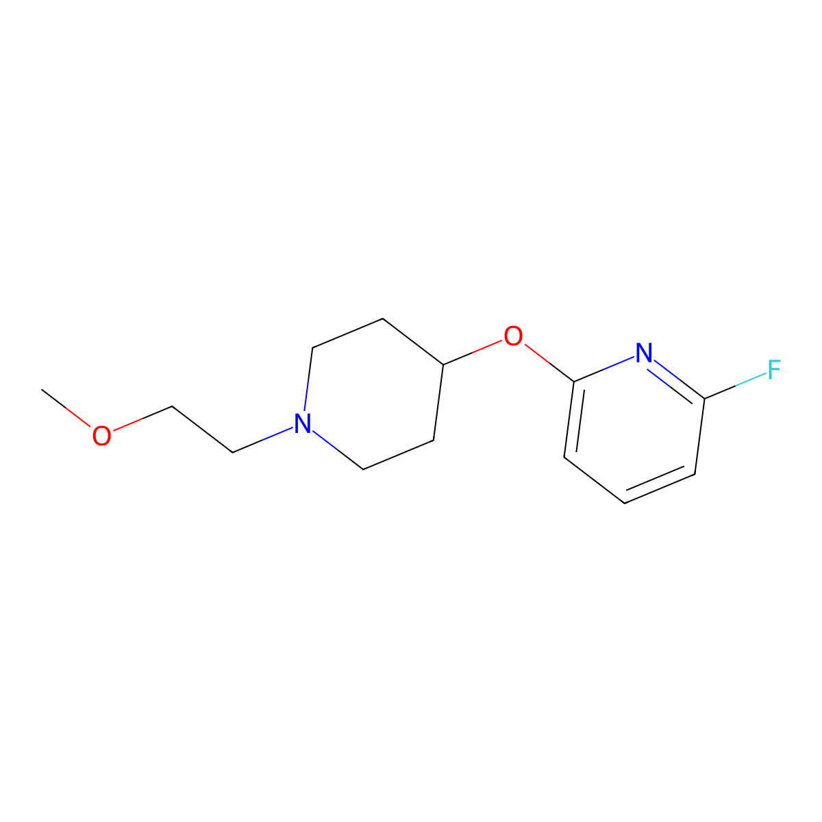 2-Fluoro-6-[1-(2-methoxyethyl)piperidin-4-yl]oxypyridine molecular structure, CAS 3054624-13-1
