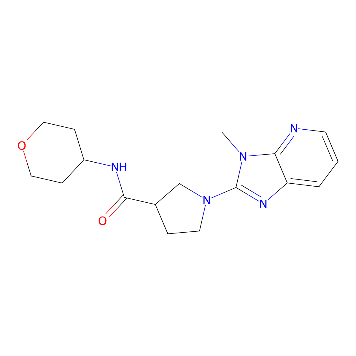1-{3-methyl-3H-imidazo[4,5-b]pyridin-2-yl}-N-(oxan-4-yl)pyrrolidine-3-carboxamide molecular structure, CAS 3054624-19-7