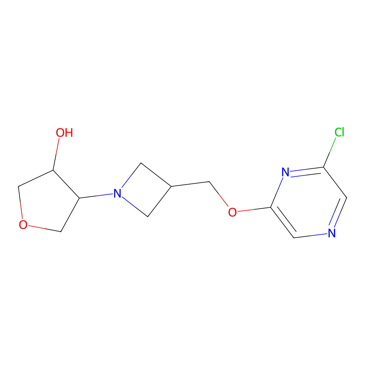 4-(3-{[(6-Chloropyrazin-2-yl)oxy]methyl}azetidin-1-yl)oxolan-3-ol molecular structure, CAS 3054624-20-0