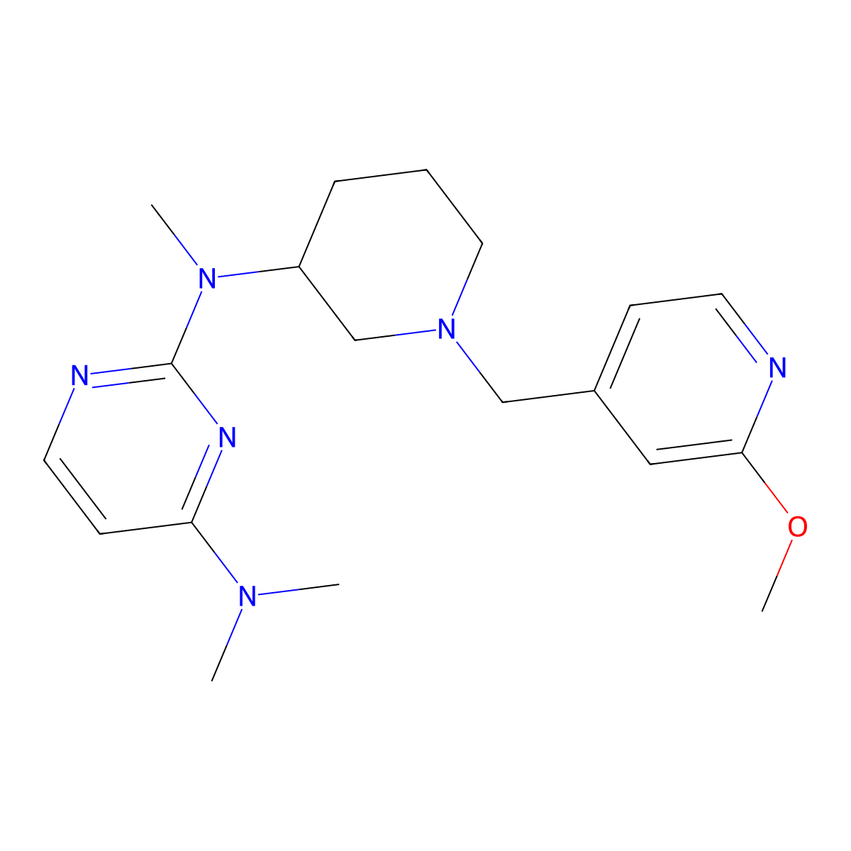 2-N-[1-[(2-methoxy-4-pyridinyl)methyl]piperidin-3-yl]-2-N,4-N,4-N-trimethylpyrimidine-2,4-diamine molecular structure, CAS 3054624-36-8
