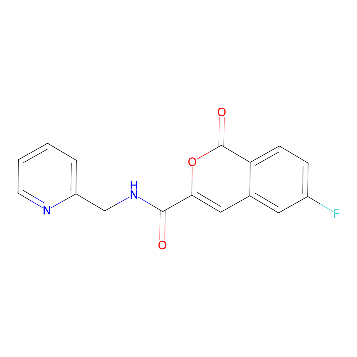 6-fluoro-1-oxo-N-[(pyridin-2-yl)methyl]-1H-isochromene-3-carboxamide molecular structure, CAS 3054624-47-1