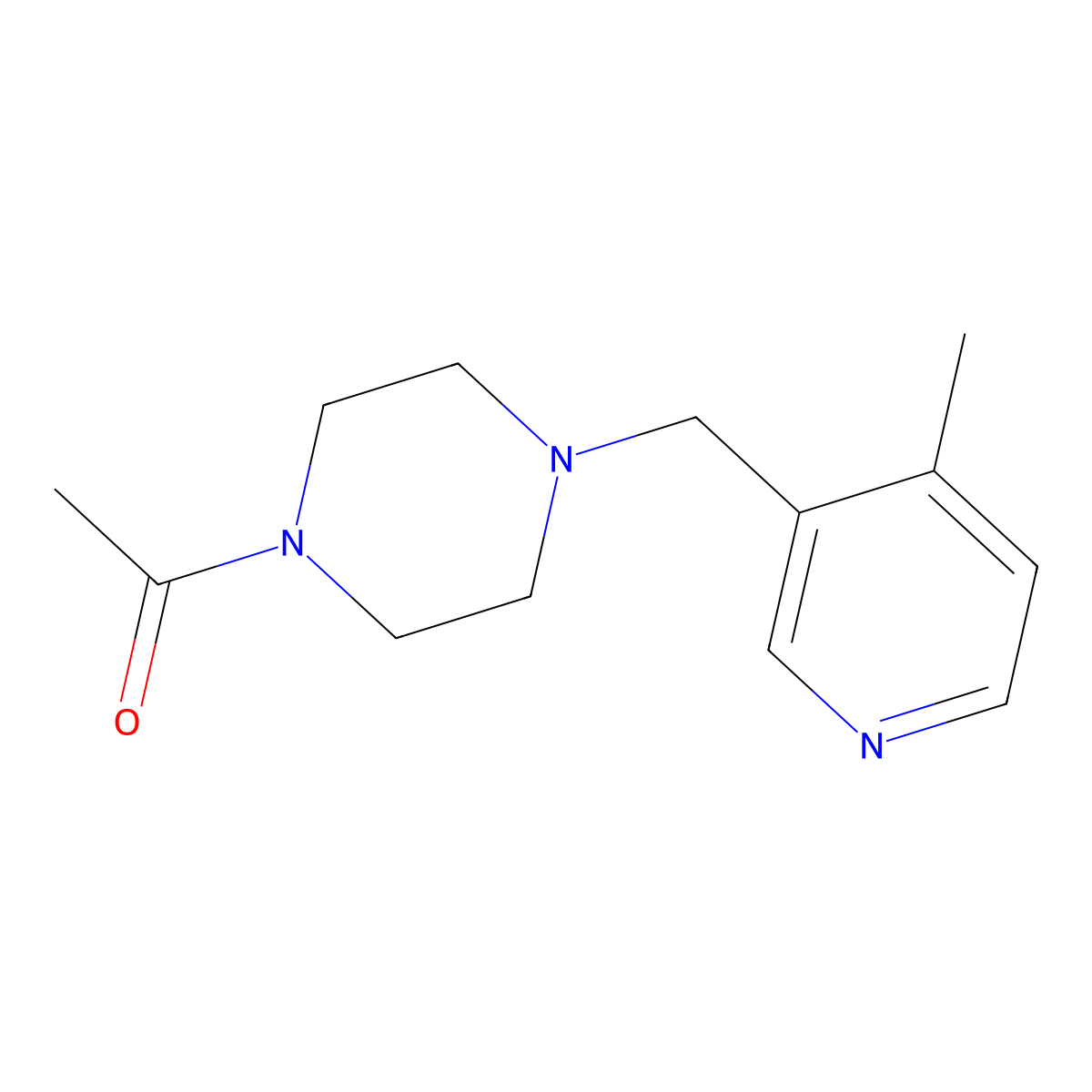 1-{4-[(4-Methylpyridin-3-yl)methyl]piperazin-1-yl}ethan-1-one molecular structure, CAS 3054624-52-8