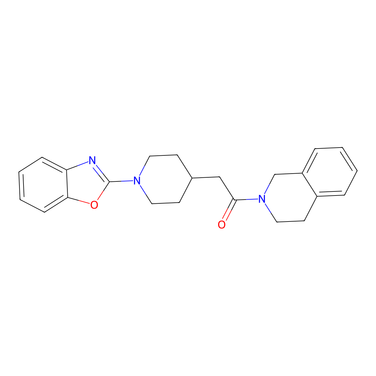 2-[1-(1,3-Benzoxazol-2-yl)piperidin-4-yl]-1-(1,2,3,4-tetrahydroisoquinolin-2-yl)ethan-1-one molecular structure, CAS 3054624-54-0