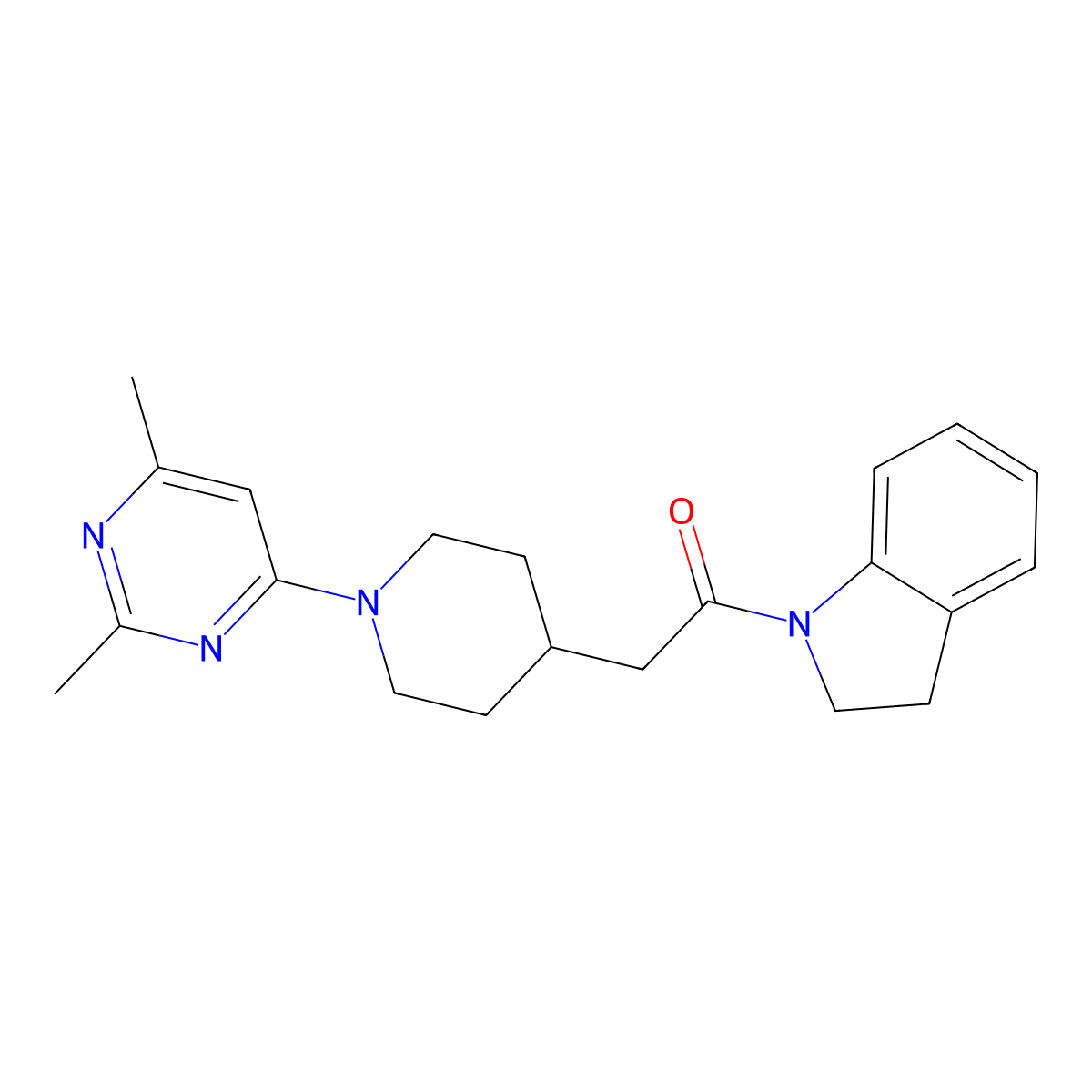 1-(2,3-dihydro-1H-indol-1-yl)-2-[1-(2,6-dimethylpyrimidin-4-yl)piperidin-4-yl]ethan-1-one molecular structure, CAS 3054624-62-0