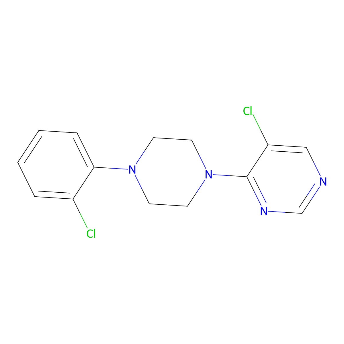 5-Chloro-4-[4-(2-chlorophenyl)piperazin-1-yl]pyrimidine molecular structure, CAS 3054624-65-3