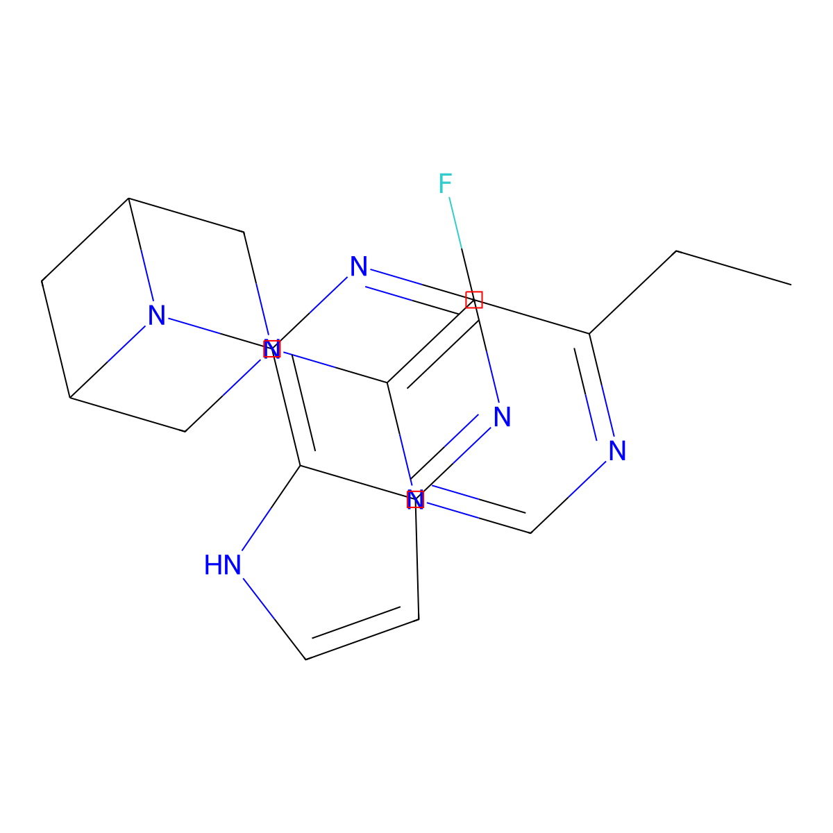 3-(6-ethyl-5-fluoropyrimidin-4-yl)-6-{5H-pyrrolo[3,2-d]pyrimidin-4-yl}-3,6-diazabicyclo[3.1.1]heptane molecular structure, CAS 3054624-67-5