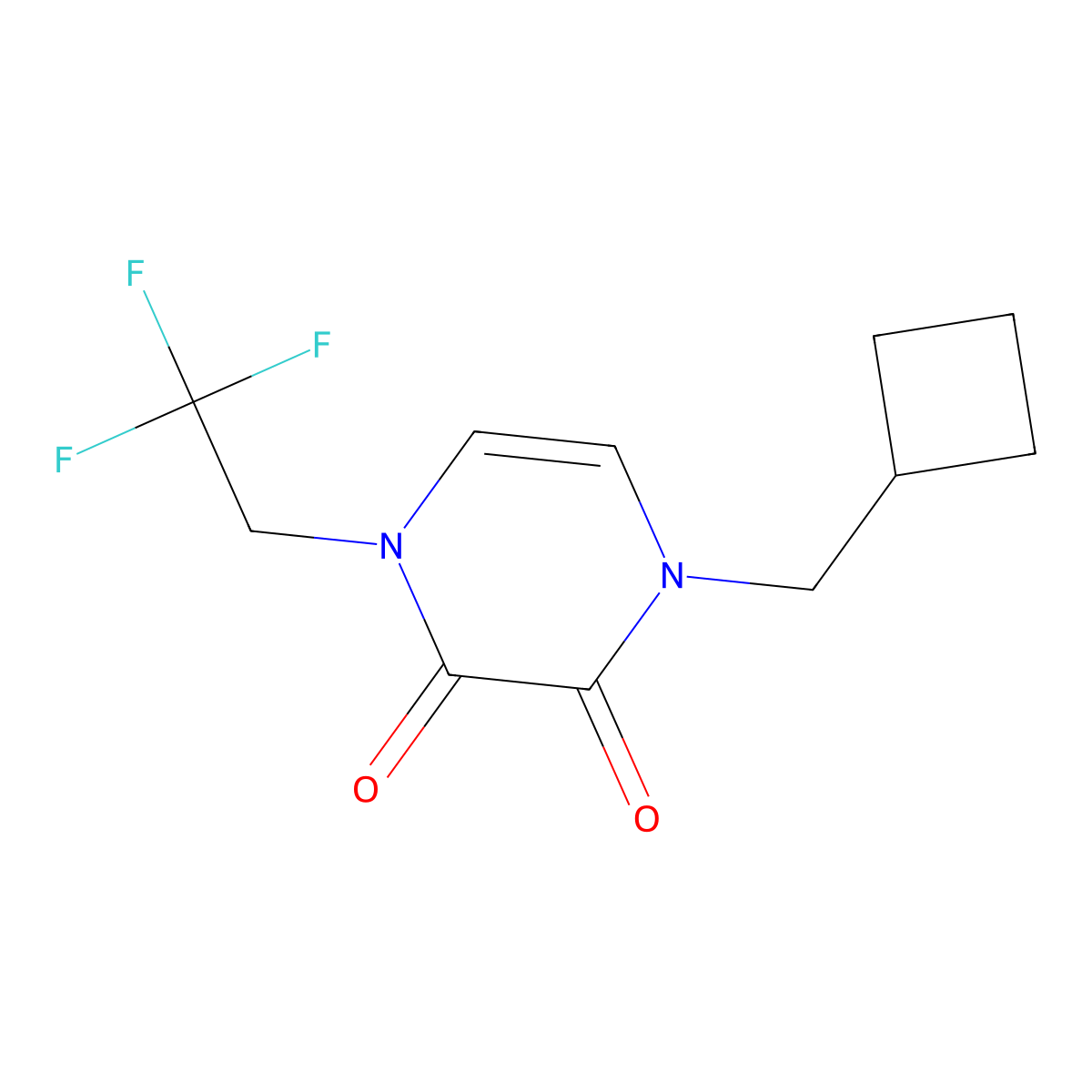 1-(Cyclobutylmethyl)-4-(2,2,2-trifluoroethyl)-1,2,3,4-tetrahydropyrazine-2,3-dione molecular structure, CAS 3054624-69-7