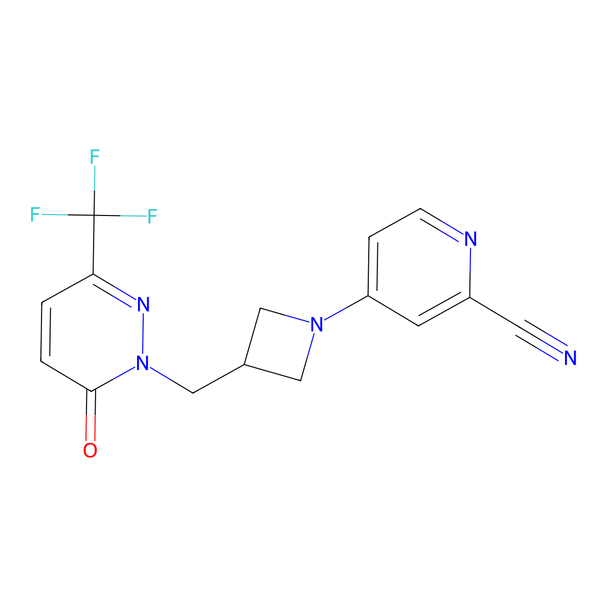 4-(3-{[6-Oxo-3-(trifluoromethyl)-1,6-dihydropyridazin-1-yl]methyl}azetidin-1-yl)pyridine-2-carbonitrile molecular structure, CAS 3054624-75-5
