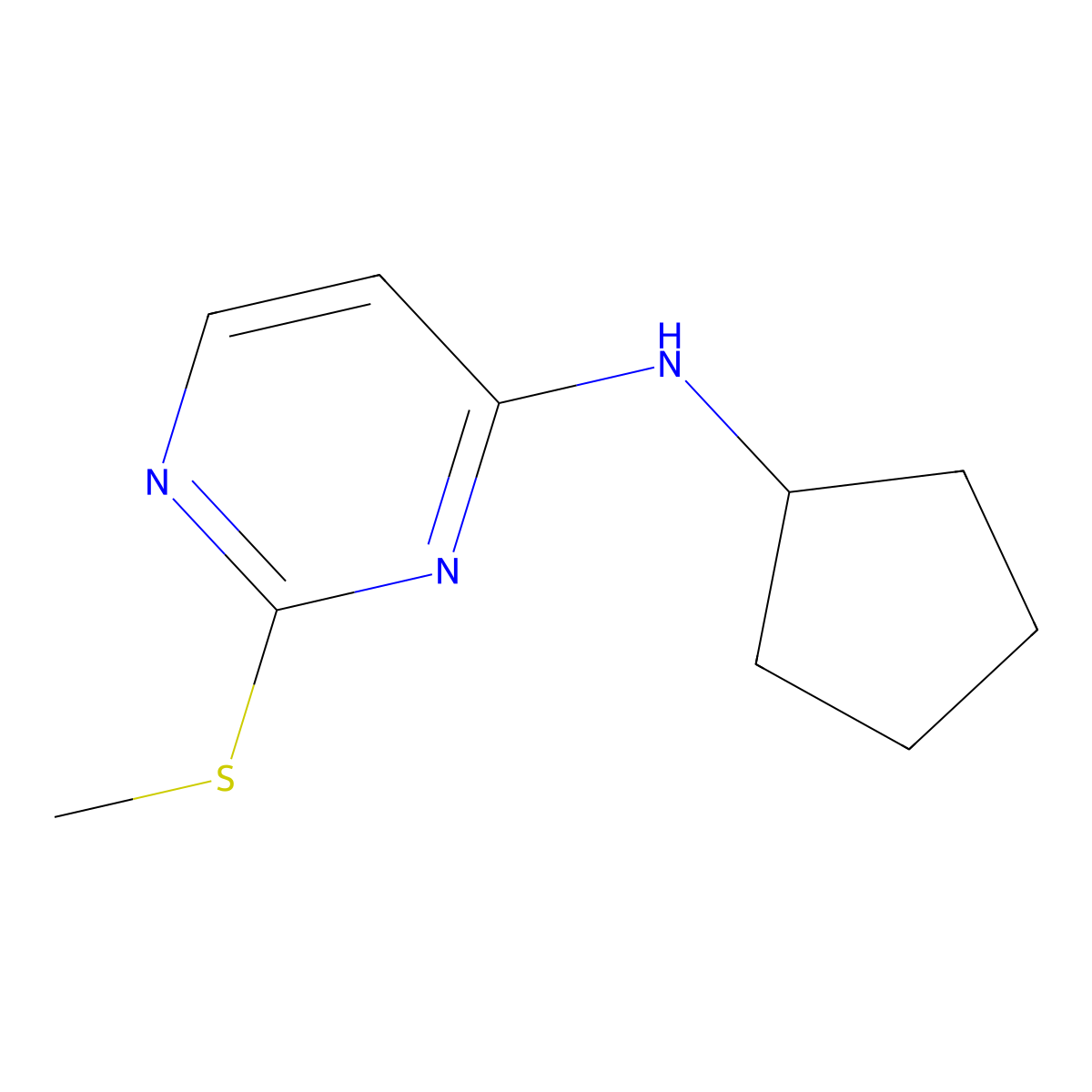 N-cyclopentyl-2-(methylsulfanyl)pyrimidin-4-amine molecular structure, CAS 3054624-78-8