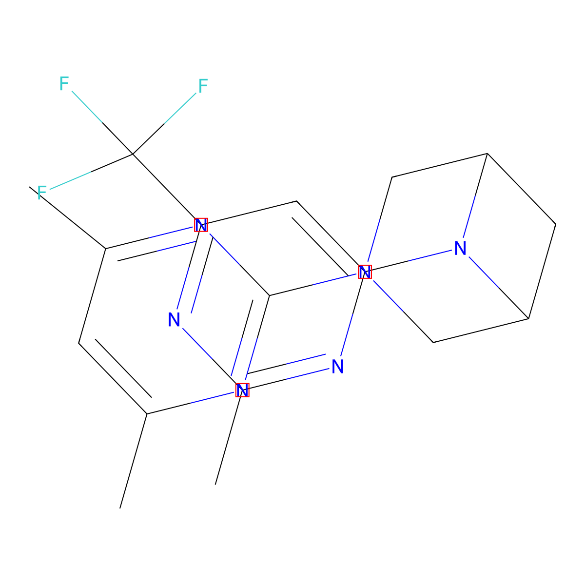 3-(4,6-Dimethylpyrimidin-2-yl)-6-[2-methyl-6-(trifluoromethyl)pyrimidin-4-yl]-3,6-diazabicyclo[3.1.1]heptane molecular structure, CAS 3054624-79-9