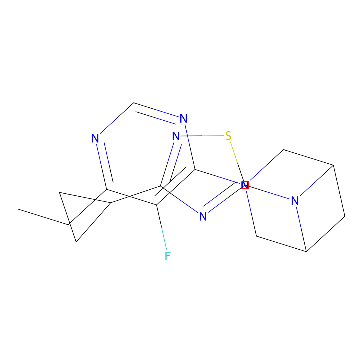 6-(3-Cyclopropyl-1,2,4-thiadiazol-5-yl)-3-(6-ethyl-5-fluoropyrimidin-4-yl)-3,6-diazabicyclo[3.1.1]heptane molecular structure, CAS 3054624-80-2