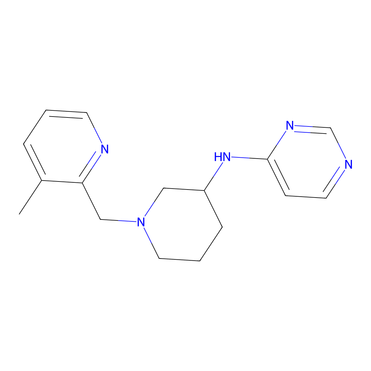 N-{1-[(3-methylpyridin-2-yl)methyl]piperidin-3-yl}pyrimidin-4-amine molecular structure, CAS 3054624-86-8