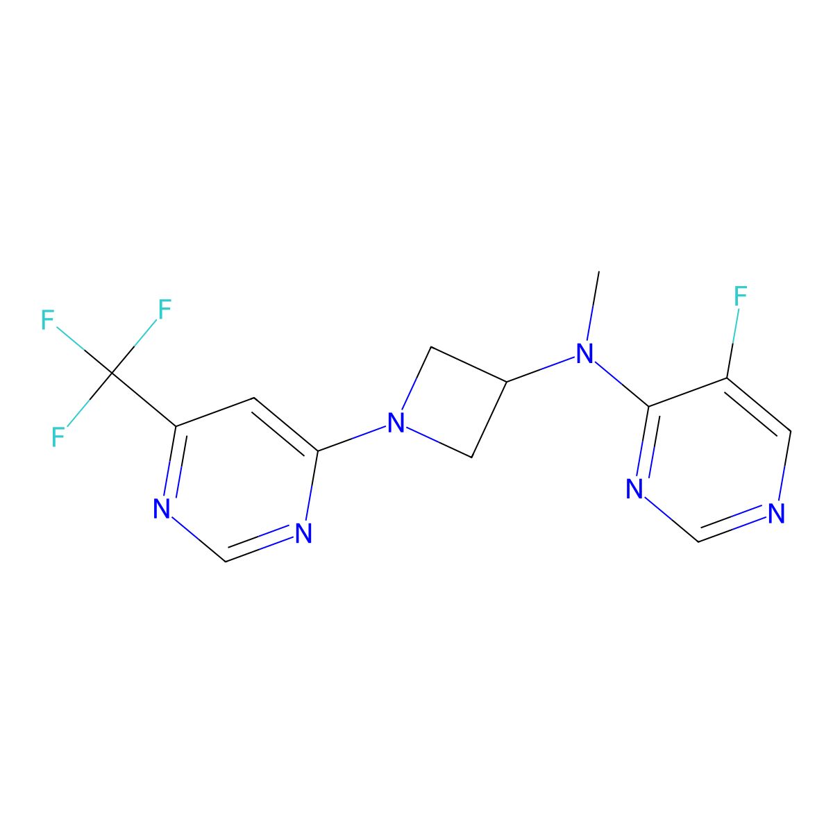 5-fluoro-N-methyl-N-{1-[6-(trifluoromethyl)pyrimidin-4-yl]azetidin-3-yl}pyrimidin-4-amine molecular structure, CAS 3054624-92-6