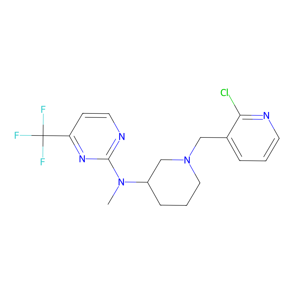 N-[1-[(2-chloro-3-pyridinyl)methyl]piperidin-3-yl]-N-methyl-4-(trifluoromethyl)pyrimidin-2-amine molecular structure, CAS 3054624-97-1