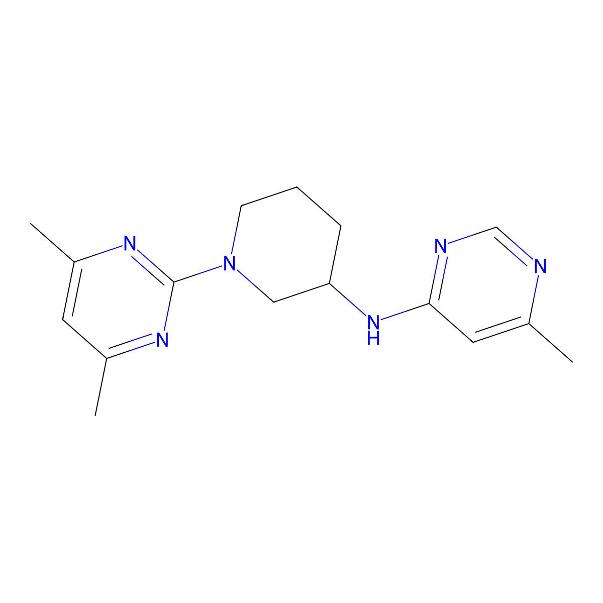 N-[1-(4,6-dimethylpyrimidin-2-yl)piperidin-3-yl]-6-methylpyrimidin-4-amine molecular structure, CAS 3054625-11-2