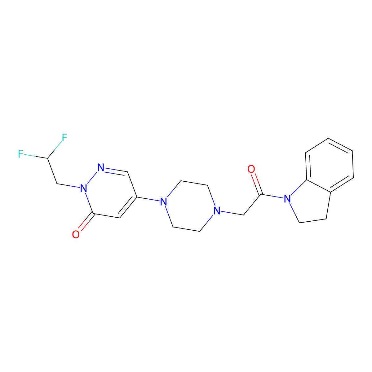 2-(2,2-difluoroethyl)-5-{4-[2-(2,3-dihydro-1H-indol-1-yl)-2-oxoethyl]piperazin-1-yl}-2,3-dihydropyridazin-3-one molecular structure, CAS 3054625-12-3