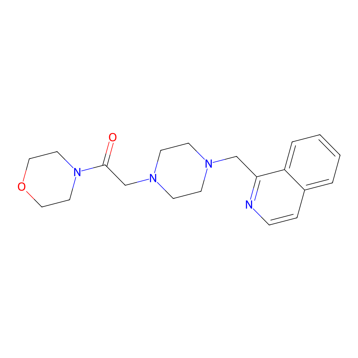 2-{4-[(Isoquinolin-1-yl)methyl]piperazin-1-yl}-1-(morpholin-4-yl)ethan-1-one molecular structure, CAS 3054625-18-9