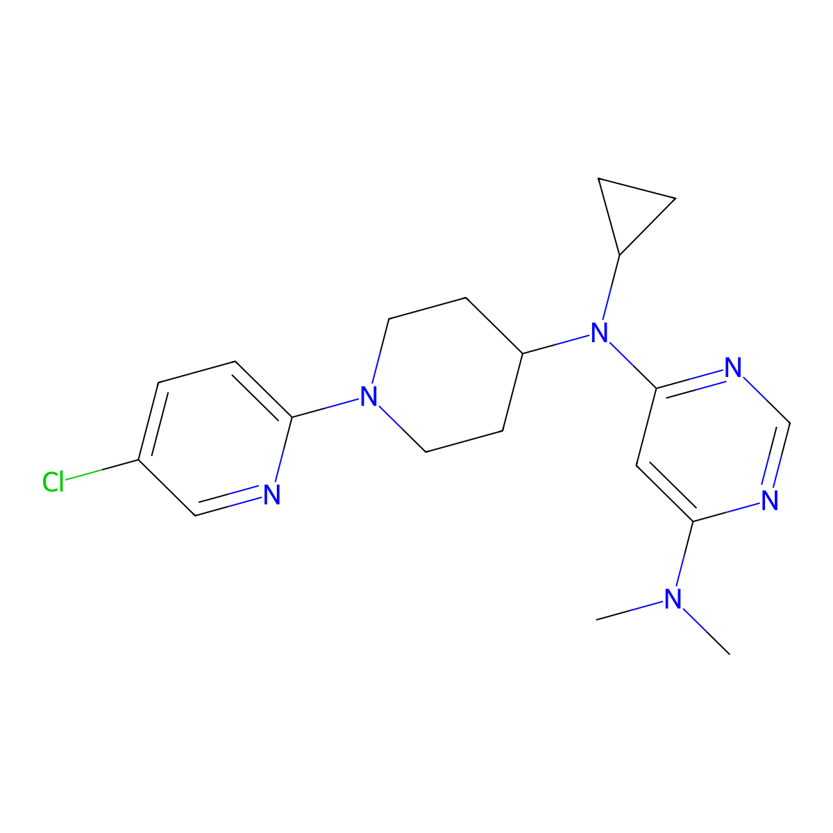 N4-[1-(5-chloropyridin-2-yl)piperidin-4-yl]-N4-cyclopropyl-N6,N6-dimethylpyrimidine-4,6-diamine molecular structure, CAS 3054625-19-0