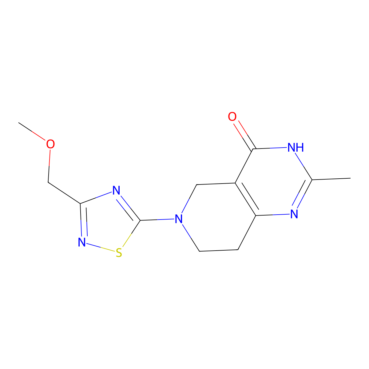 6-[3-(methoxymethyl)-1,2,4-thiadiazol-5-yl]-2-methyl-3H,4H,5H,6H,7H,8H-pyrido[4,3-d]pyrimidin-4-one molecular structure, CAS 3054625-22-5