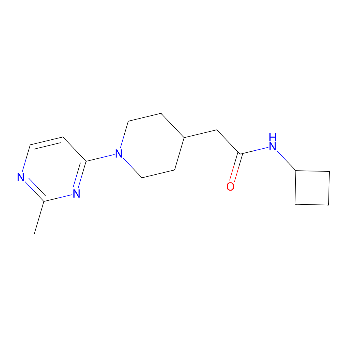 N-cyclobutyl-2-[1-(2-methylpyrimidin-4-yl)piperidin-4-yl]acetamide molecular structure, CAS 3054625-23-6