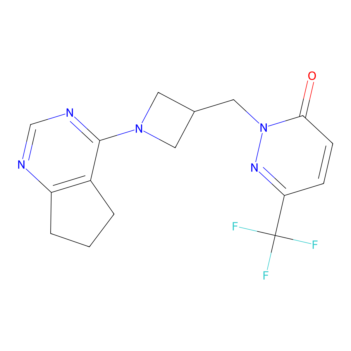 2-[(1-{5H,6H,7H-cyclopenta[d]pyrimidin-4-yl}azetidin-3-yl)methyl]-6-(trifluoromethyl)-2,3-dihydropyridazin-3-one molecular structure, CAS 3054625-27-0